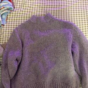 Zara Purple Mock Neck Chunky Knit Sweater